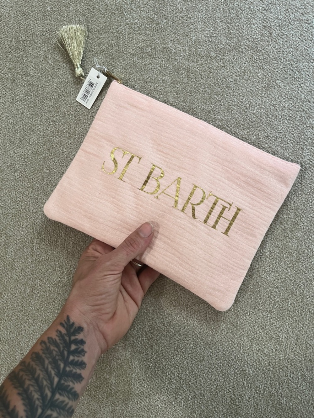 MC2 Pink Linen Tassel Pouchette NWT St Barth’s